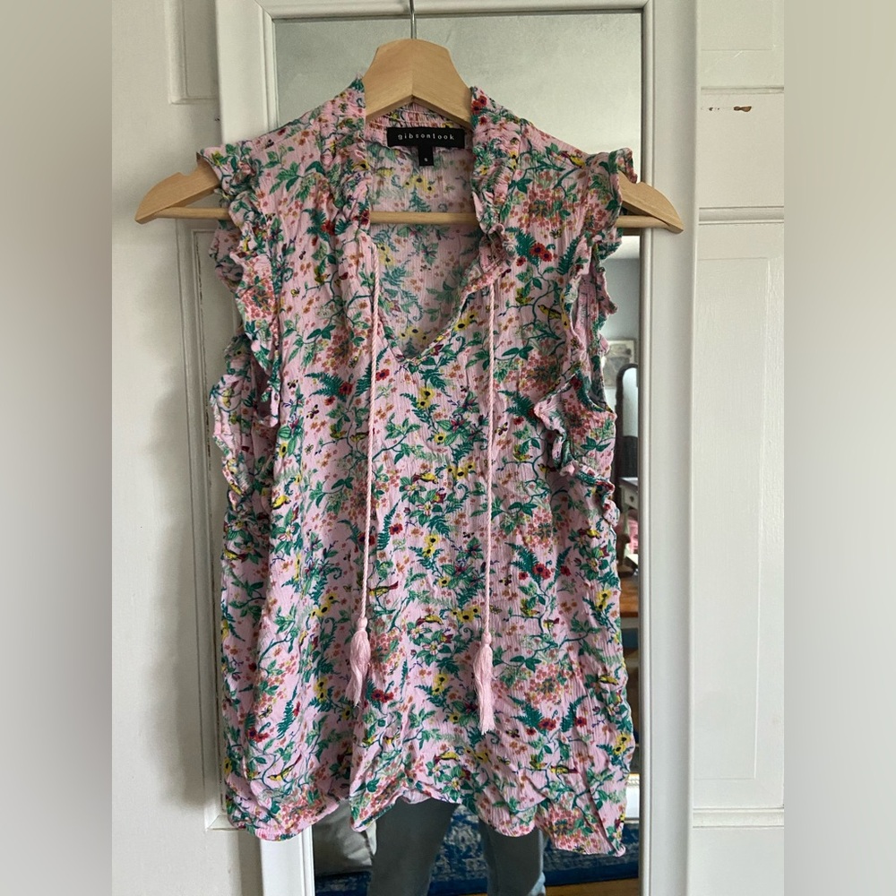 Floral Ruffle Sleeveless Top